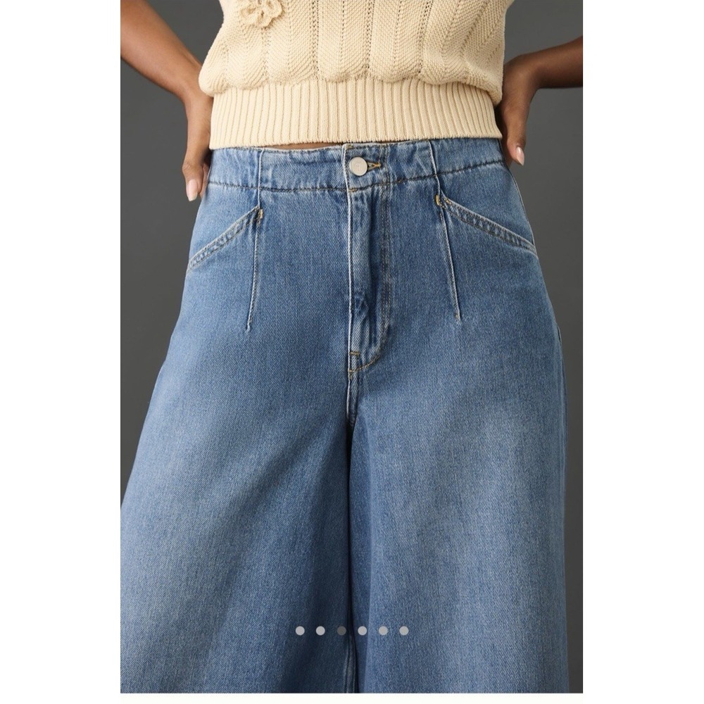Pilcro Corset High-Rise Crop Culotte Jeans 29 Boho Lagenlook Beach Coastal - Picture 3 of 13